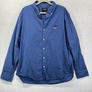 BONOBOS Button Up Shirt Men's Size XXL Slim Fit Blue Textured Stripe